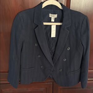 LOFT Blue Double-Breasted Blazer